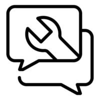 Chat setting help icon, outline style vector