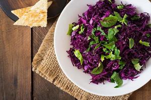 Salad of red cabbage with herbs photo