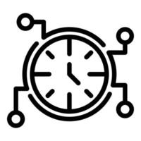 icono de reloj de alarma digital, estilo de esquema vector