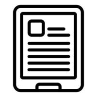 Ereader icon, outline style vector