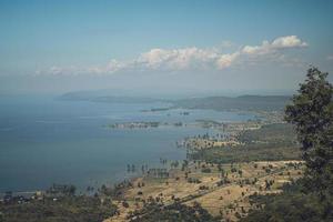 Hin Chang Si View Point  that can see the scenery of the Ubolratana Dam below  Sky, mountains and lakes. photo