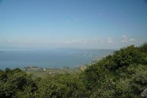 Hin Chang Si View Point  that can see the scenery of the Ubolratana Dam below  Sky, mountains and lakes. photo