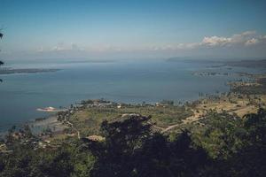 Hin Chang Si View Point  that can see the scenery of the Ubolratana Dam below  Sky, mountains and lakes. photo