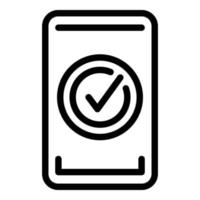 Secured phone icon, outline style vector