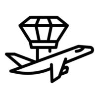Control tower and plane icon, outline style vector