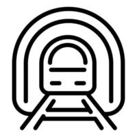 Train in tunnel icon, outline style vector