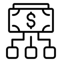 Dollar contribution icon, outline style vector