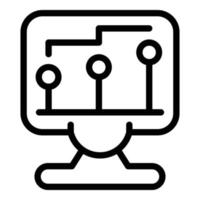 Monitor market chart icon, outline style vector