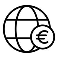 icono de transferencia de dinero global en euros, estilo de esquema vector