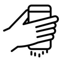 Salting hand icon, outline style vector