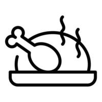 icono de pollo al horno, estilo de esquema vector