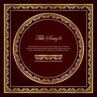 Luxury golden square and round frame set vector