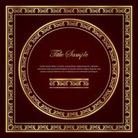 Luxury golden square and round frame set vector