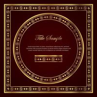 Luxury golden square and round frame set vector