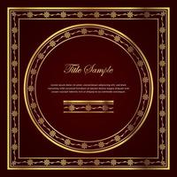 Luxury golden square and round frame set vector