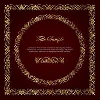 Luxury golden square and round frame set spiral vine vector