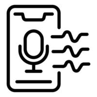 icono de control de voz del teléfono, estilo de contorno vector