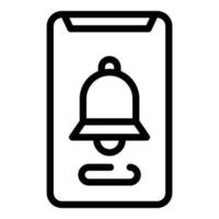 Bell notification icon, outline style vector