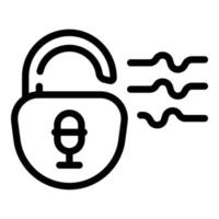 Unlock voice control icon, outline style vector