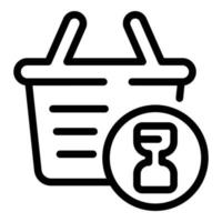 Shop basket timer icon, outline style vector