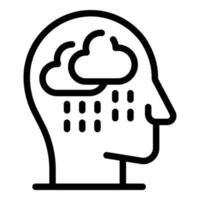 Self-esteem rain head icon, outline style vector