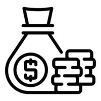 Money sack icon, outline style vector