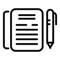 Notebook and pen icon, outline style vector