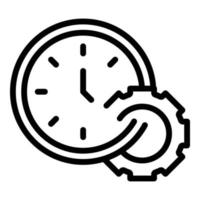 icono de reloj de engranaje, estilo de esquema vector