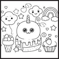 kawaii para colorear para niños vector