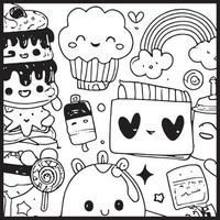 Kawaii Coloring Page For Kids vector