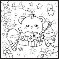 kawaii para colorear para niños vector