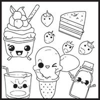 Kawaii Coloring Page For Kids vector