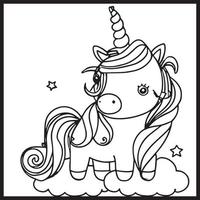 Unicorn Coloring Pages For kids vector