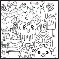 Kawaii Coloring Page For Kids vector