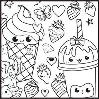 Kawaii Coloring Page For Kids vector