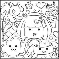 Kawaii Coloring Page For Kids vector