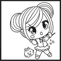 chibi para colorear vector