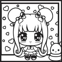 chibi para colorear vector