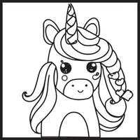 Unicorn Coloring Pages For kids vector