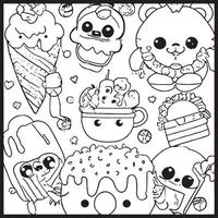 kawaii para colorear para niños vector