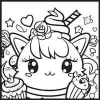 kawaii para colorear para niños vector