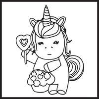 Unicorn Coloring Pages For kids vector