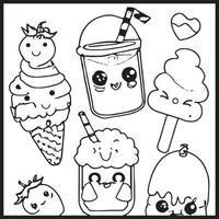 Kawaii Coloring Page For Kids vector