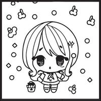 chibi para colorear vector