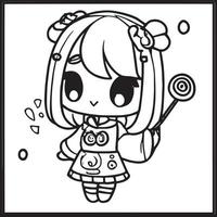 chibi para colorear vector