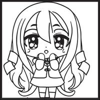 chibi para colorear vector