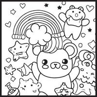 kawaii para colorear para niños vector