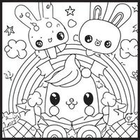 Kawaii Coloring Page For Kids vector