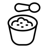 icono de puré de patatas con cuchara, estilo de esquema vector
