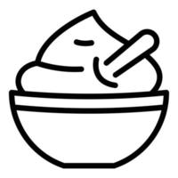 icono de puré de papas para el almuerzo, estilo de esquema vector